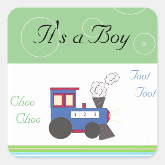 Choo Choo Train Baby Boy Vierkante Sticker (Voorkant)
