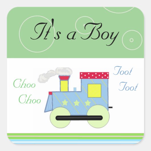 Choo Choo Train Baby Boy Vierkante Sticker (Voorkant)