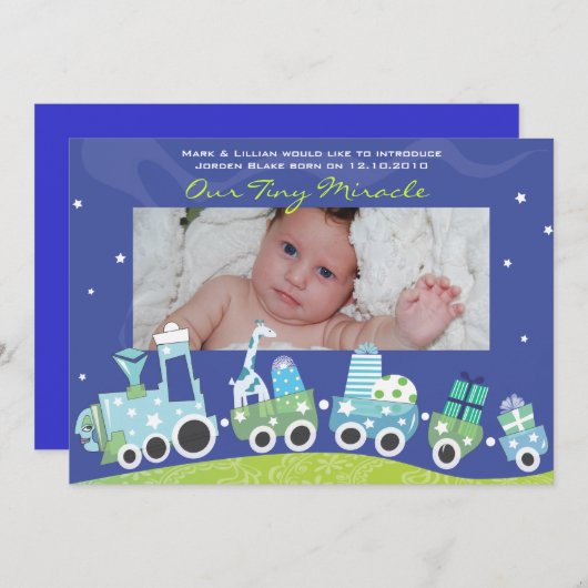 Choo choo Train Baby kondiging GreetiIng Kaart (Voorkant / Achterkant)