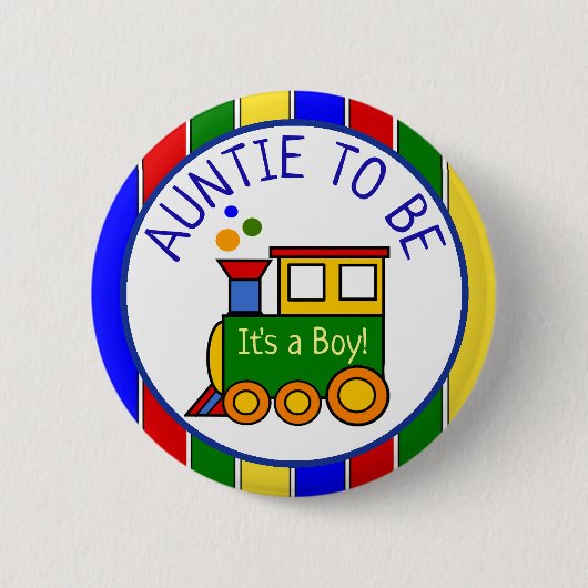 Choo Choo Train Baby shower Auntie Ronde Button 5,7 Cm (Voorkant)