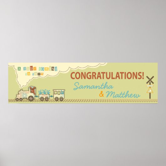 Choo Choo Train Baby shower Banner Poster (Voorkant)