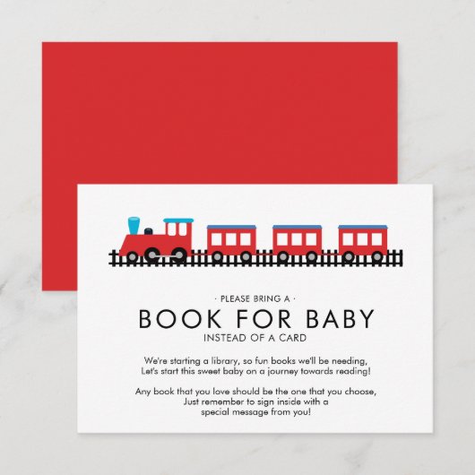 CHOO CHOO TRAIN Baby shower Boek voor Baby Kaart (Voorkant / Achterkant)