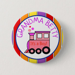 Choo Choo Train Baby shower Grandma Ronde Button 5,7 Cm