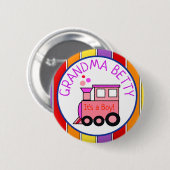 Choo Choo Train Baby shower Grandma Ronde Button 5,7 Cm (Voorkant /achterkant)