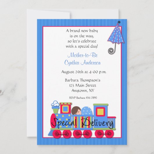 Choo Choo Train Baby shower Kaart (Voorkant)