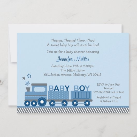 Choo Choo Train Baby shower Kaart (Voorkant)