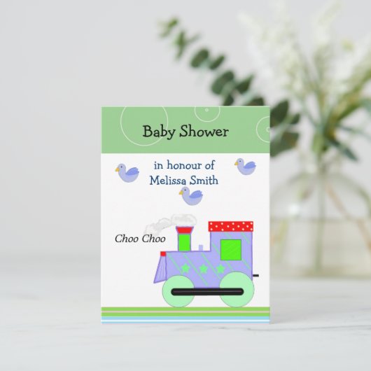 Choo Choo Train Baby shower Kaart (Staand voorkant)