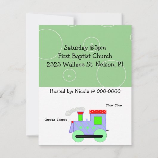Choo Choo Train Baby shower Kaart (Achterkant)