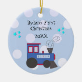 Choo Choo Train Baby's eerste kerstmis Keramisch Ornament (Voorkant)