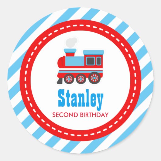Choo Choo Train Birthday Baby shower Ronde Sticker (Voorkant)