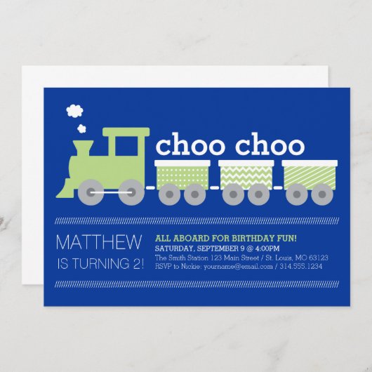 Choo Choo Train Birthday Kaart (Voorkant / Achterkant)