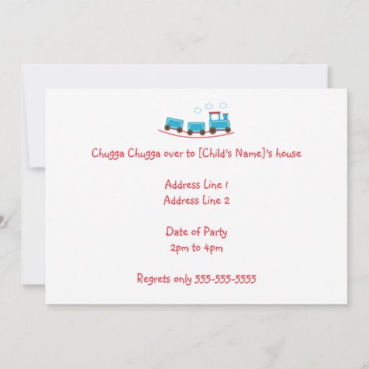 Choo Choo Train Birthday Kaart (Achterkant)