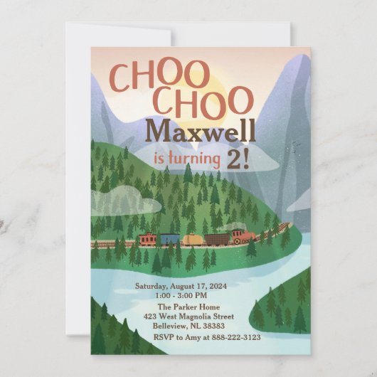 Choo Choo Train Birthday Party Invitation Kaart (Voorkant)