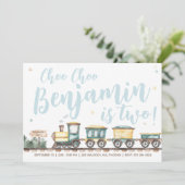 Choo Choo Train Birthday Party Invitation Kaart (Staand voorkant)