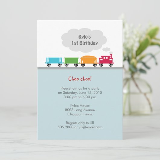 Choo Choo Train Birthday Party Invitation Kaart (Staand voorkant)
