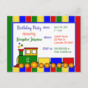 Choo Choo Train Birthday Uitnodiging Briefkaart