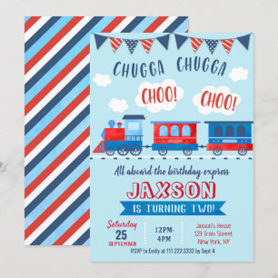 Choo Choo Train Birthday-uitnodigingen Kaart