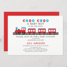 CHOO CHOO Train Boys Baby shower Invitation