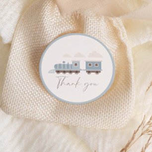 Choo Choo Train Boys Blauw Verjaardagsfeest Ronde Sticker
