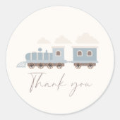 Choo Choo Train Boys Blauw Verjaardagsfeest Ronde Sticker (Voorkant)