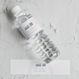 Choo Choo Train Boys Blauw Verjaardagsfeest Waterfles Etiket