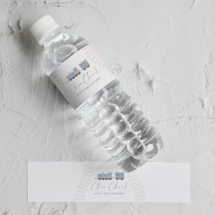 Choo Choo Train Boys Blauw Verjaardagsfeest Waterfles Etiket