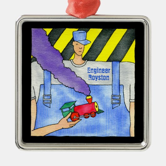 Choo Choo Train Engineer Metalen Ornament (Voorkant)