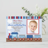 Choo Choo Train Foto van Birthday Party Kaart (Staand voorkant)