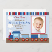 Choo Choo Train Foto van Birthday Party Kaart (Voorkant / Achterkant)