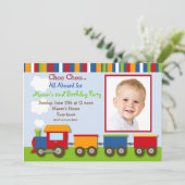 Choo Choo Train Foto van Birthday Party Kaart (Staand voorkant)