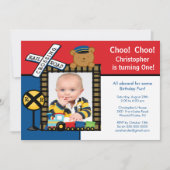 Choo Choo Train Foto van de geboorte Kaart (Voorkant)