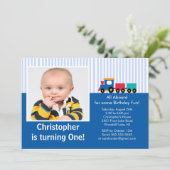 Choo Choo Train Foto van de geboorte Kaart (Staand voorkant)