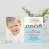 Choo Choo Train Foto van de geboorte Kaart (Staand voorkant)