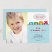 Choo Choo Train Foto van de geboorte Kaart (Voorkant / Achterkant)