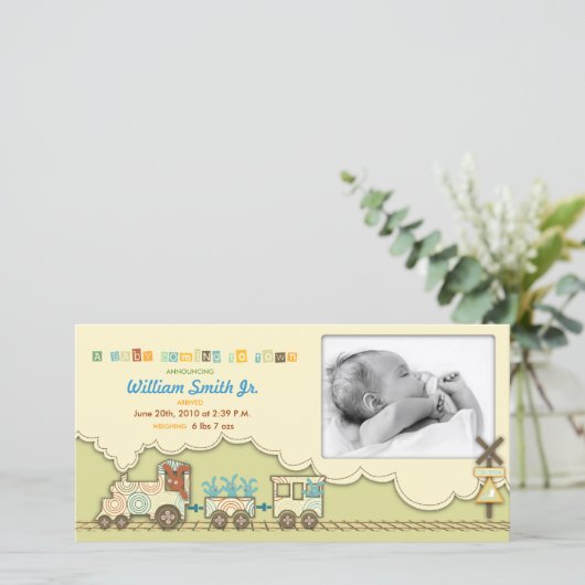 Choo Choo Train-fotokaart Aankondiging (Staand voorkant)