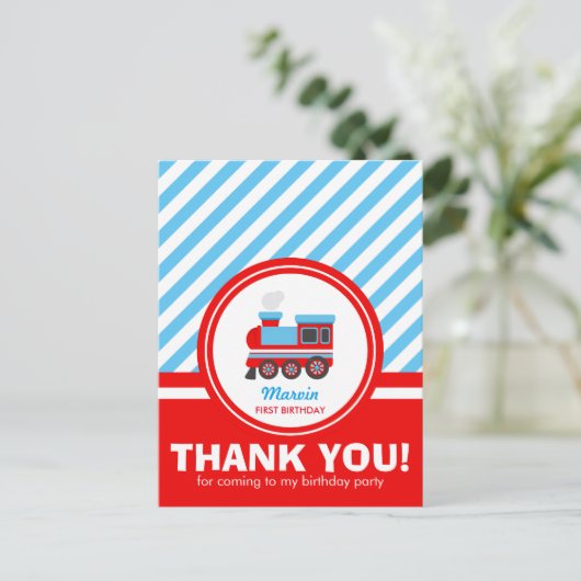 Choo Choo Train Hartelijk dank Briefkaart (Staand voorkant)