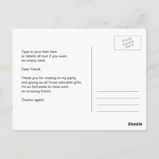 Choo Choo Train Hartelijk dank Briefkaart (Achterkant)