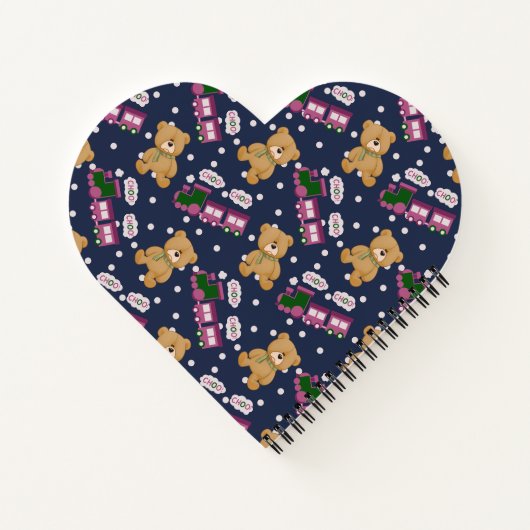 Choo choo train heart bear notebook notitieboek (Achterkant)
