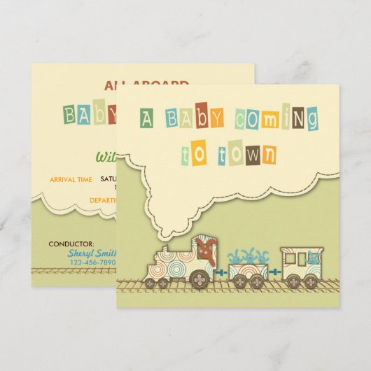 Choo Choo Train Invitation Square Kaart (Voorkant / Achterkant)