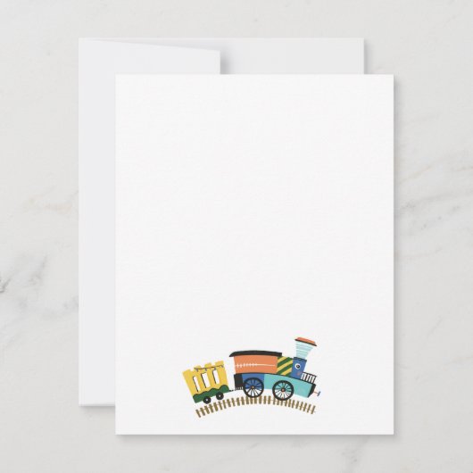 Choo-Choo Train Kids Verjaardagsfeestje Dank je ka Bedankkaart (Achterkant)