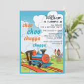 Choo Choo Train Kinder Cute Train Ticket Birthday Kaart (Staand voorkant)