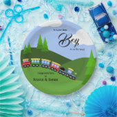 Choo Choo Train Landscape Boy Baby shower Papieren Bordje (Feest)