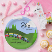 Choo Choo Train Landscape Boy Baby shower Papieren Bordje (Feest)