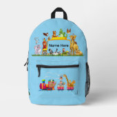 Choo Choo Train Loco Motive Blue Funny Monkeys 3 Bedrukte Rugzak (Voorkant)