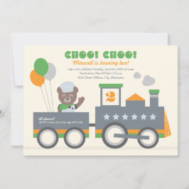 Choo Choo Train Oranje Beer, geboortedag Kaart