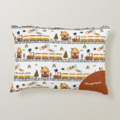 Choo Choo Train Patroon Voornaam Klein Kind Accent Kussen (Achterkant)