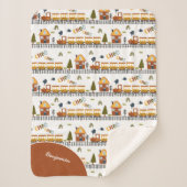 Choo Choo Train Patroon Voornaam Klein Kind Sherpa Deken (Voorkant)