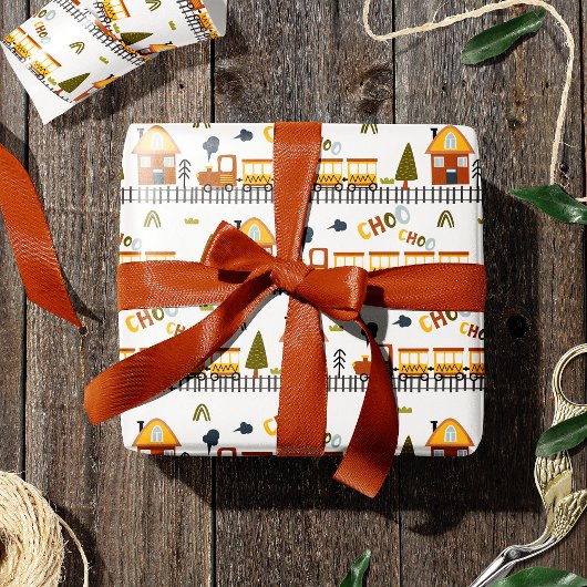 Choo Choo Train Pattern Little Kind Cadeaupapier