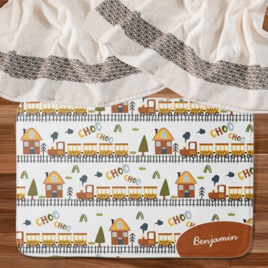 Choo Choo Train Pattern Little Kind Name Bathroom Badmat