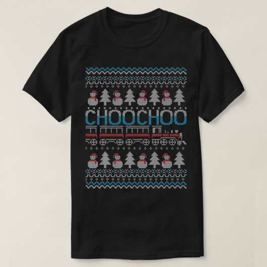Choo Choo Train Railroad Railway Kids Ugly Christm T-shirt (Design voorkant)